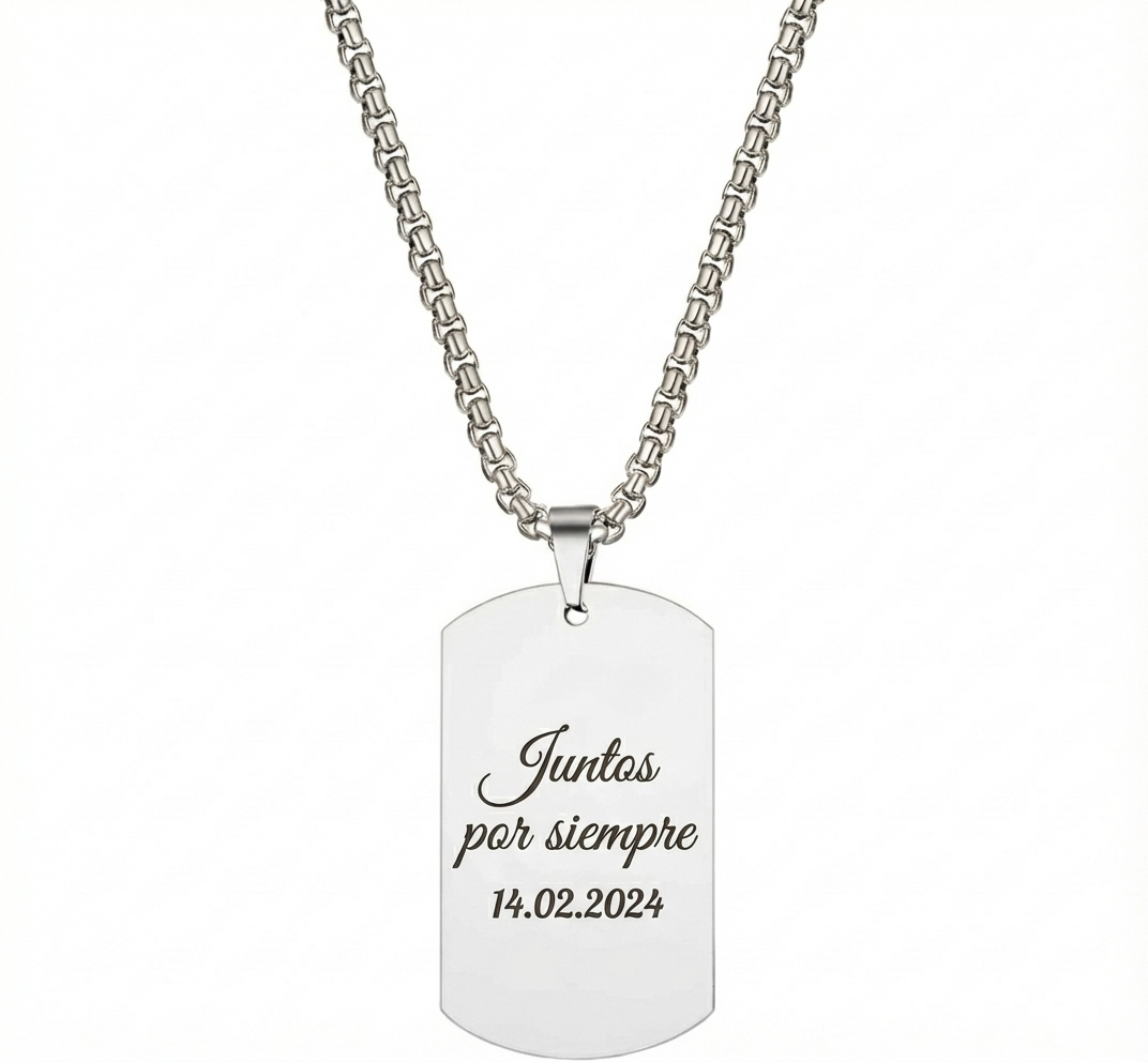 Collar Placa militar Plateado