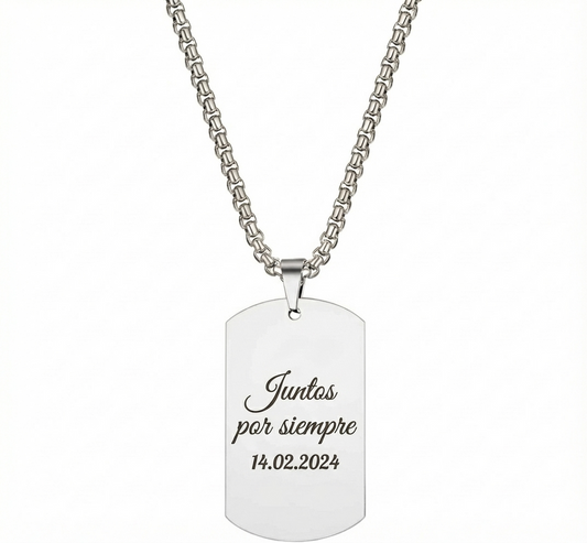 Collar Placa militar Plateado