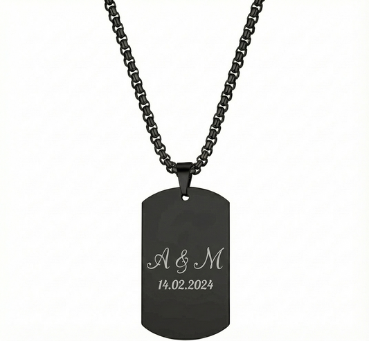Collar Placa militar Negro Mate