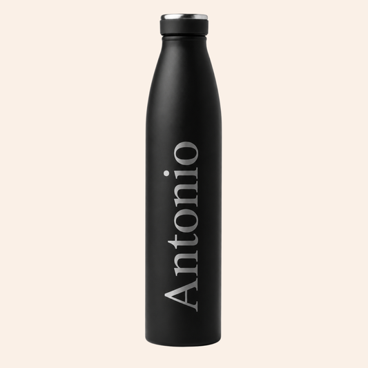 Botella Termo Nombre Negra