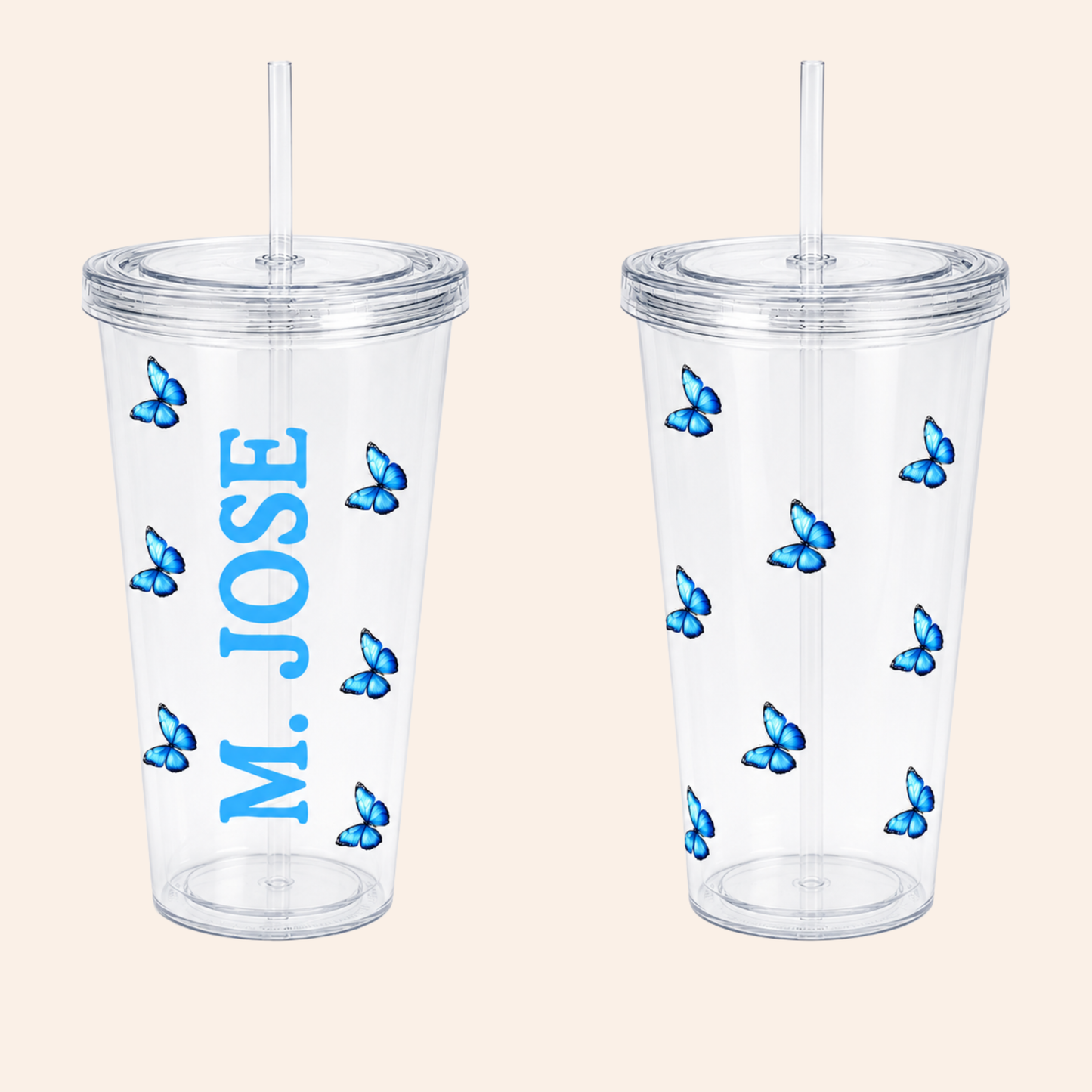 Vaso Nombre + Mariposas