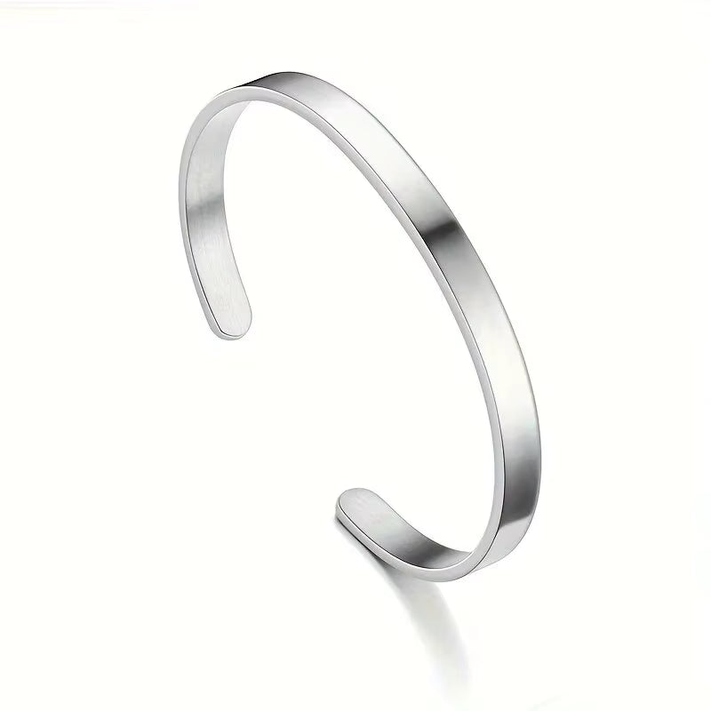 Pulsera abierta de acero inoxidable en forma de C